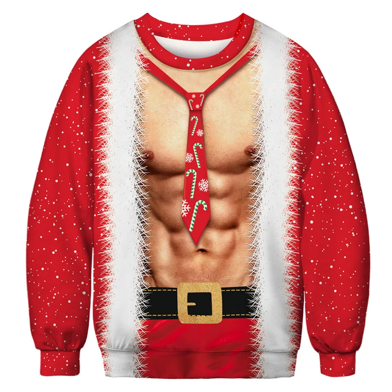 Top Trends: New Year Cosplay Christmas Sweater Men For Clothing Chest Hair Funny Loose Pullover 3D Print Cartoon Winter Tops Jersey Moletom Shoppable Styles