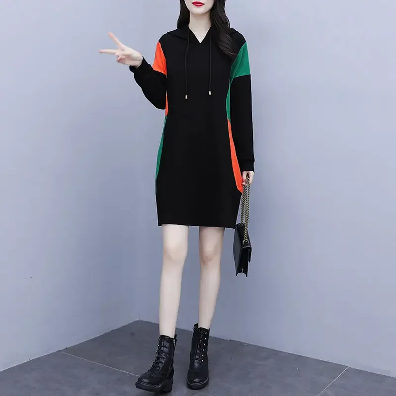 Top Trends: 2023 Autumn And Winter Women's Hooded Long Sleeve Mid Length Version Pockets Plus Size Fashion Casual Office Lady Dress Shoppable Styles