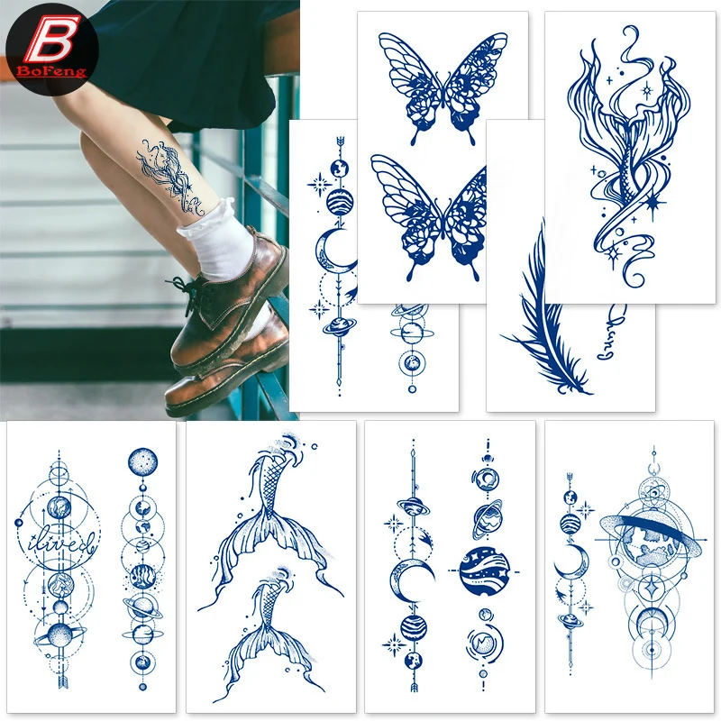 Top Trends: Lasting Herbal Juice Tattoo Sticker Semi Permanent Waterproof Temporary Tattoo Sticker Flower Leaf Fake Tattoos For Women Men Shoppable Styles