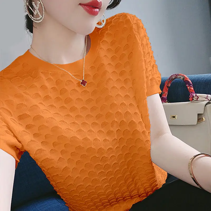 Top Trends: Fashion O-Neck Solid Color Short Sleeve Oversized Blouse 2022 Summer New Casual Pullovers Loose Female Clothing Commute Shirt Shoppable Styles