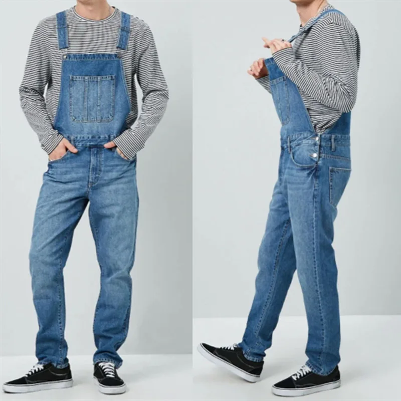 Top Trends: Men's Denim Overalls Suspenders Jeans Washed Autumn Casual Straight Denim Pants Fashion Trousers Jeans Overalls Shoppable Styles