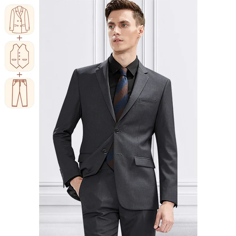 Top Trends: Genuine Business Gentleman Italian Slim Suit Groom Wedding Dress Three-piece Suit / Man Tuxedo M-6XL, Suits(Jackets+ Vest+ Pants Shoppable Styles