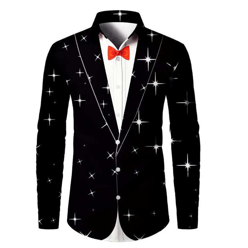 Top Trends: Men's Suit Shirt Party Fashion New Design Personalized Black And White With Lapels High Quality Soft And Comfortable Material Shoppable Styles