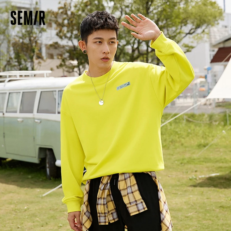 Top Trends: Semir Sweatshirt Men Contrasting Color Letter Printing Trendy 2022 Winter New Fall Shoulder Korean Version Loose Boys Knitted To Shoppable Styles