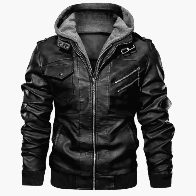 Top Trends: Wepbel Biker's Leather Jacket Men's Zipper Pu Jacket Autumn Detachable Hat Casual Leather Clothing Hooded Autumn Locomotive Coat Shoppable Styles