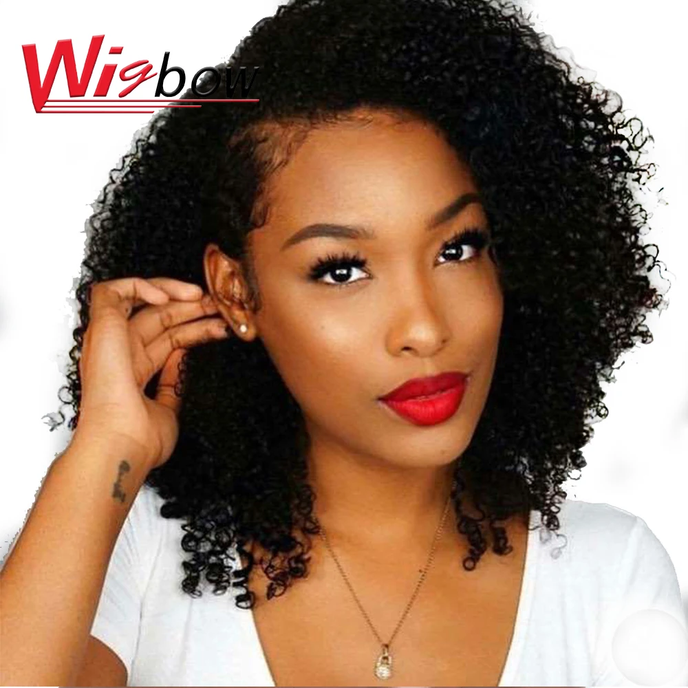 Top Trends: Short Kinky Curly Wig 4*4 Lace Closure Wig For Women Brazilian Human Hair Ombre Closure Wigs T1B 99J 30 Remy Hair Lace Wigs Shoppable Styles - Image 2