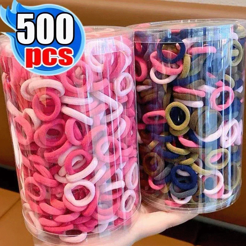 Top Trends: 500 / 100PCS Women Girls Colorful Hair Bands Nylon Elastic Rubber Hair Accessories Ponytail Small Hair Tie Scrunchies Headband Shoppable Styles - Image 2