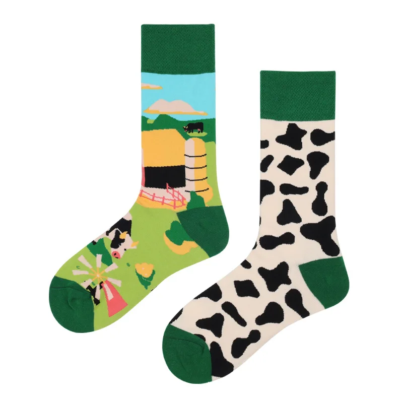 Top Trends: New Animal Pattern Puppy Cat AB Asymmetric Mandarin Duck Trendy Socks Medium Long Tube Cotton Lovers Socks Shoppable Styles - Image 4