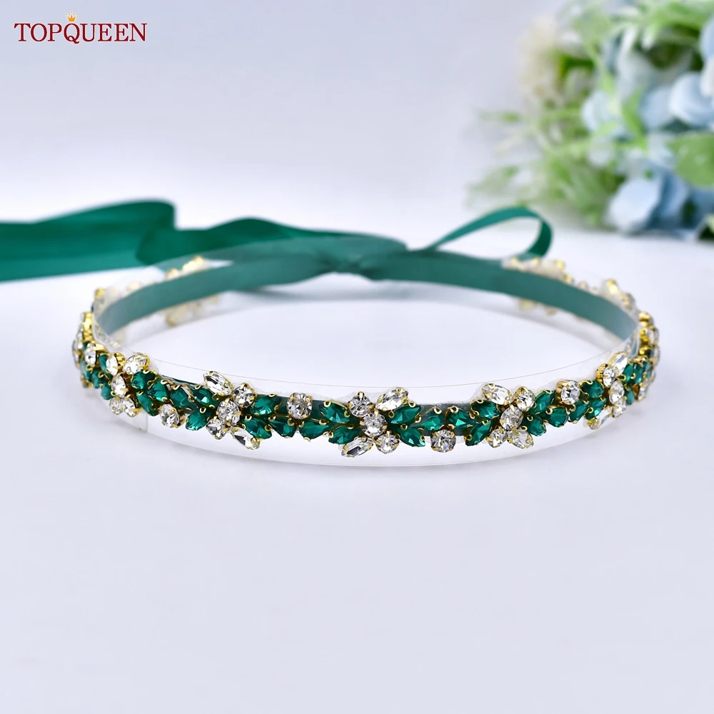 Top Trends: TOPQUEEN Simple Wedding Belt Green Rhinestone Belt Bridal Dress Decoration Women's Accessories S437 KL Shoppable Styles