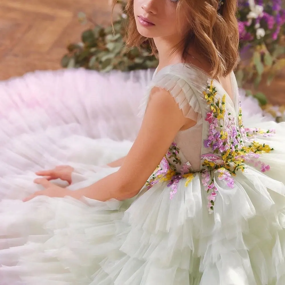 Top Trends: Jill Wish Luxury Flower Girl Dress Appliques Dubai Princess Kids Gown For Wedding Birthday First Communion Party Pageant J300 Shoppable Styles - Image 3