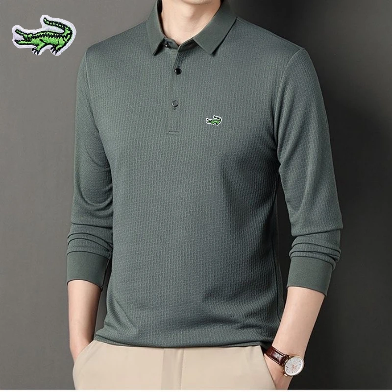 Top Trends: New Men's Embroidery Brand High Quality Knitted Long Sleeve Polo Shirt Four Seasons Casual Fashion Ribbed Long Sleeve Top T-shir Shoppable Styles - Image 6