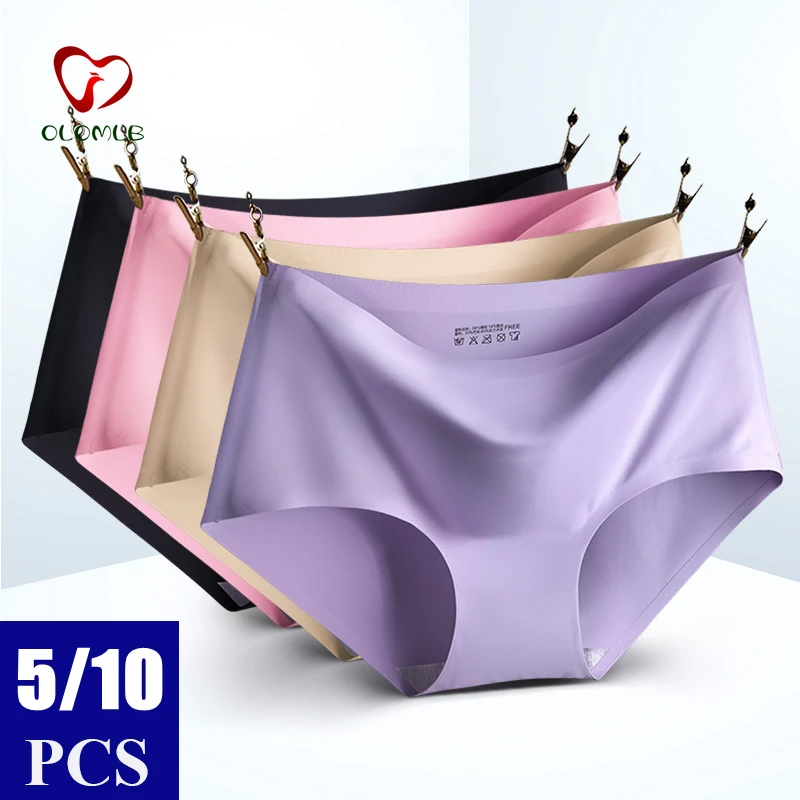 Top Trends: 10PCS Women&#039;s Panties Solid Seamless Underwear Plus Size Comfortable Briefs Silk Satin Lingerie Health Trackless UnderpantsIce Shoppable Styles