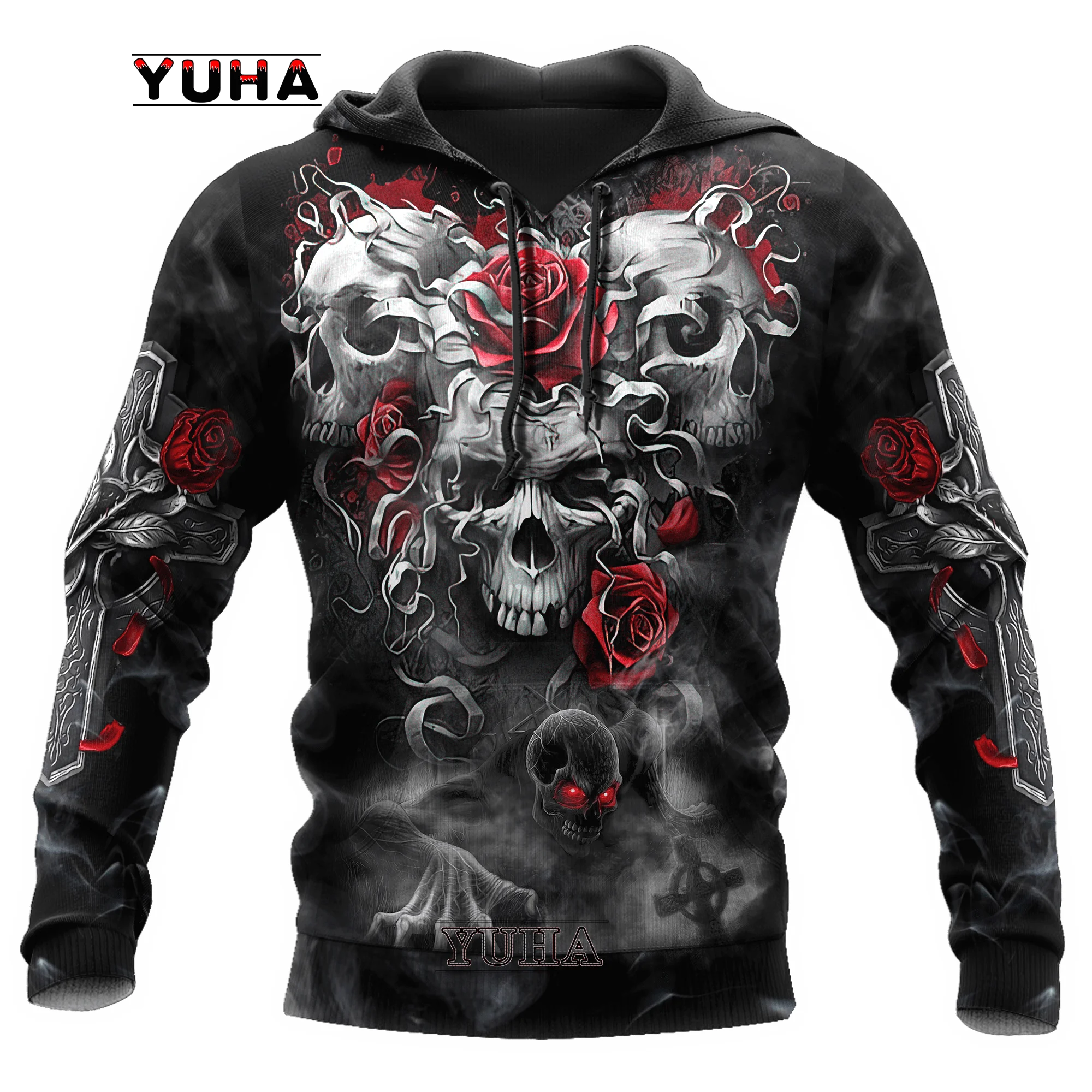 Top Trends: YUHA Satan Devil Gothic Skull Fun Funny Leisure Pullover New Fashion Harajuku Street Jacket For Men And Women Shoppable Styles