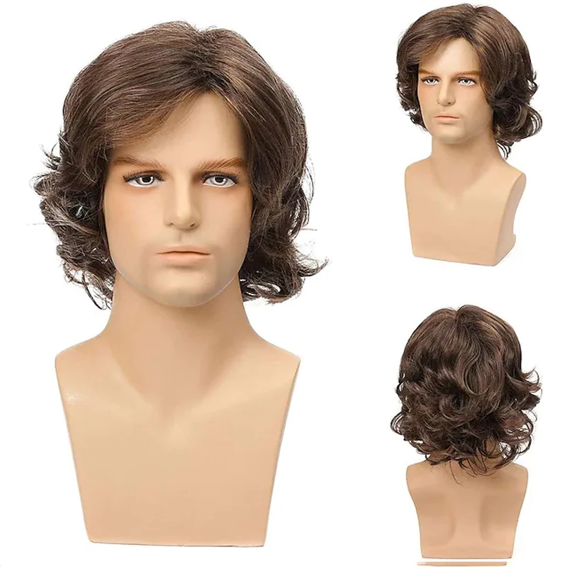 Top Trends: HAIRJOY Man Synthetic Hair Brown Short Layered Wig Male Curly Wigs Shoppable Styles