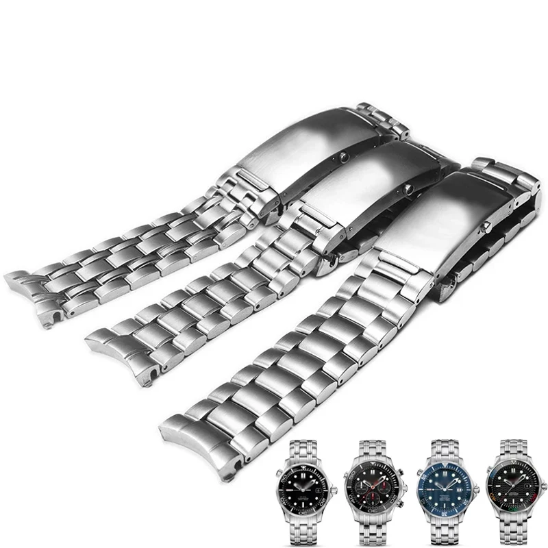 Top Trends: 18mm 20mm 22mm Watch Accessories Stainless Steel Strap For Omega 007 Seamaster Planet Ocean 300m Sports Watchband Bracelet Belt Shoppable Styles