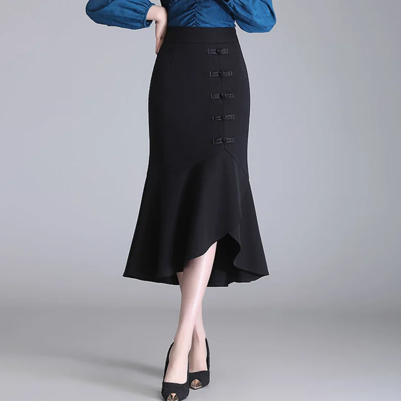 Top Trends: Elegant Solid Color Spliced Folds Bow Irregular Skirts Women&#039;s Clothing 2023 Autumn New Loose Office Lady Asymmetrical Skirt Shoppable Styles