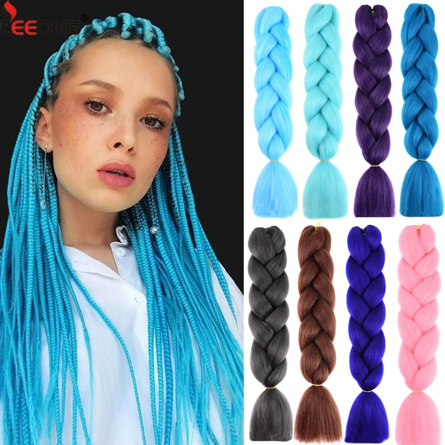 Top Trends: Synthetic Blue Braiding Hair Jumbo Braids Hair Extensions Colored Braid Hair 100G / Pcs 24 Inch Heat Resistant Fiber For Braiding Shoppable Styles