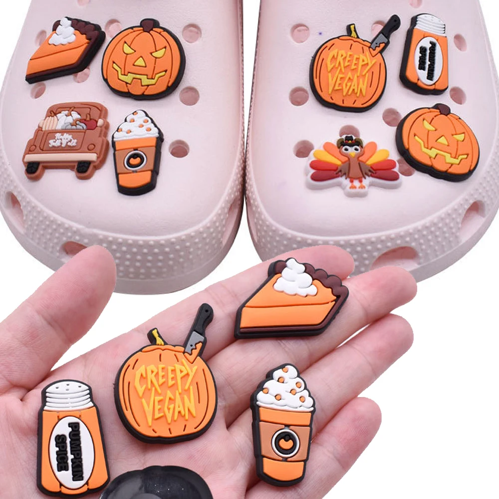 Top Trends: Hot Sale 1pcs PVC Halloween Pumpkin Accessories For Crocs Charms Women Clogs Buckle Kids Pins Shoes Decoration Jeans X-mas Gift Shoppable Styles