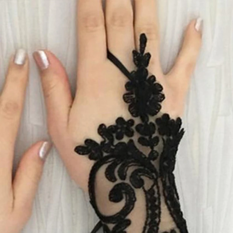 Top Trends: White Black Lace Flower Wedding Gloves Bridal Women Hook Finger Fingerless Gloves Banquet Party Photography Clothing Accessories Shoppable Styles - Image 5