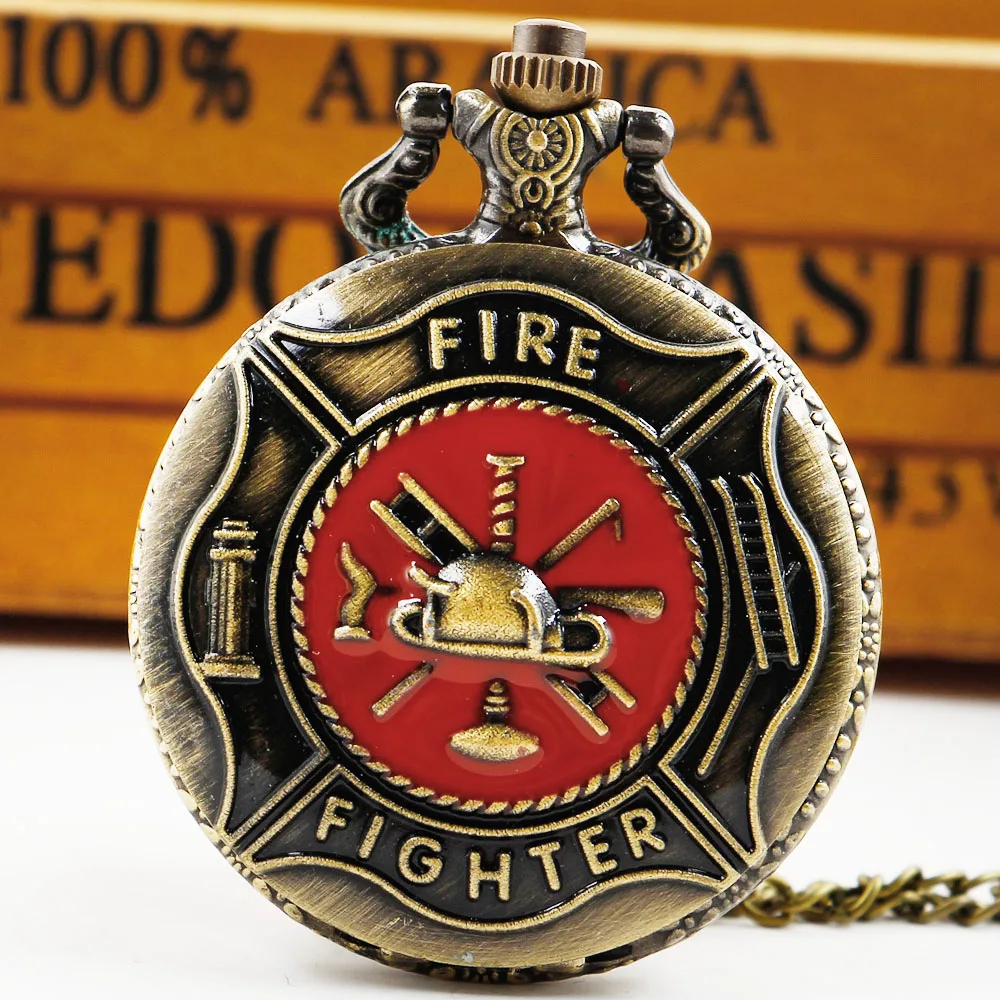 Top Trends: Vintage Exquisite Firemen ToolsCarved High Quality Quartz Pocket Watch Necklace Pendant Gifts For Women Or Man With Fob Chain Shoppable Styles