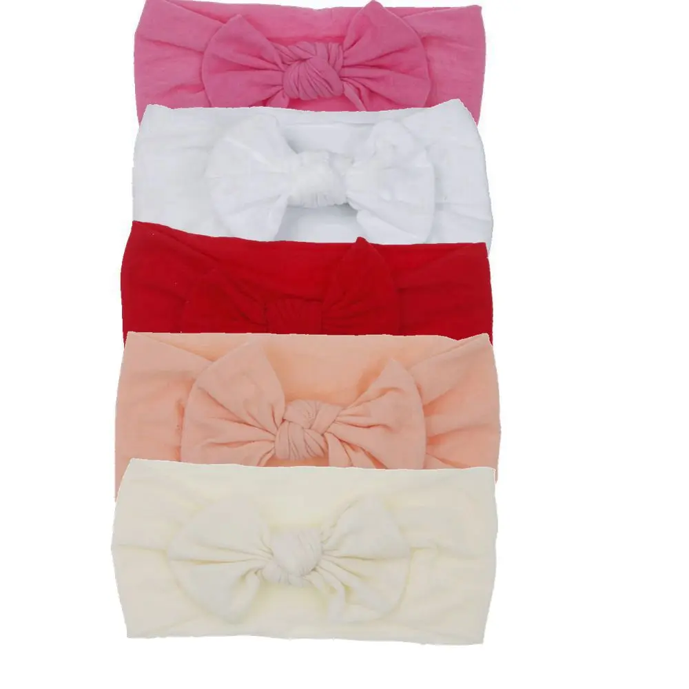 Top Trends: 5pc / lot Baby Headband Girls Kid Soft Elastic Knot Turban Nylon Headbands Head Wrap Newborn Bow Hairband Toddler Hair Accessories Shoppable Styles - Image 4