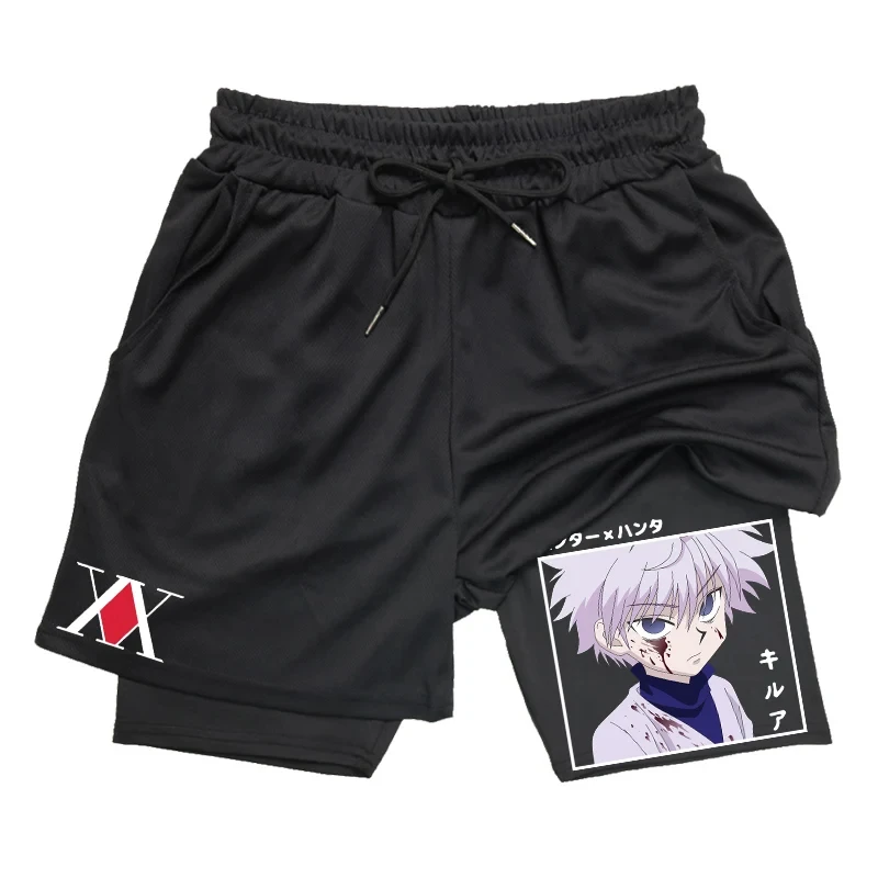 Top Trends: Mens 2-in-1 Athletic Gym Shorts Anime Hunter X Hunter Print Quick Dry Stretchy Active Shorts Fitness Workout Running Sportswear Shoppable Styles