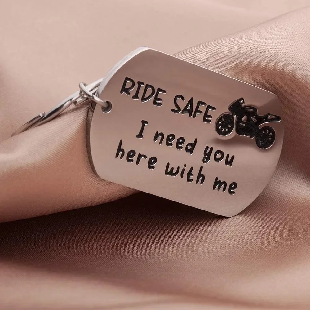 Top Trends: Fathers Day Ride Safe Keychain Biker Motorcycle Keyring Gift For Him Boyfriend Husband Dad Couples Gifts For New Driver Biker Shoppable Styles