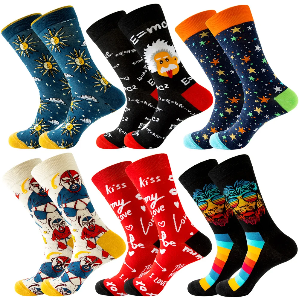 Top Trends: 1 Pair New Happy Mens Socks Women Novelty Cartoon Sock Combed Cotton Funny Men&#039;s Big Size Crew Hip Hop Thick Long Socks Shoppable Styles