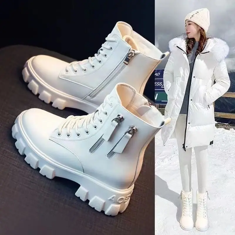 Top Trends: Women'S New Korean Version Plus Velvet Autumn And Winter Plus Size Cotton Shoes Martin Boots Increased Thick-Soled Boots. Shoppable Styles