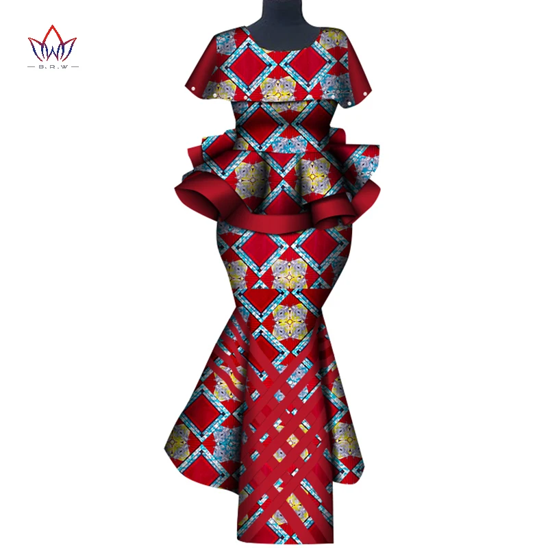 Top Trends: New BintaRealWax Customize African Dresses For Women Elegent Trench V-neck Top And Mermaid Skirt Plus Size 6XL WY8300 Shoppable Styles - Image 4