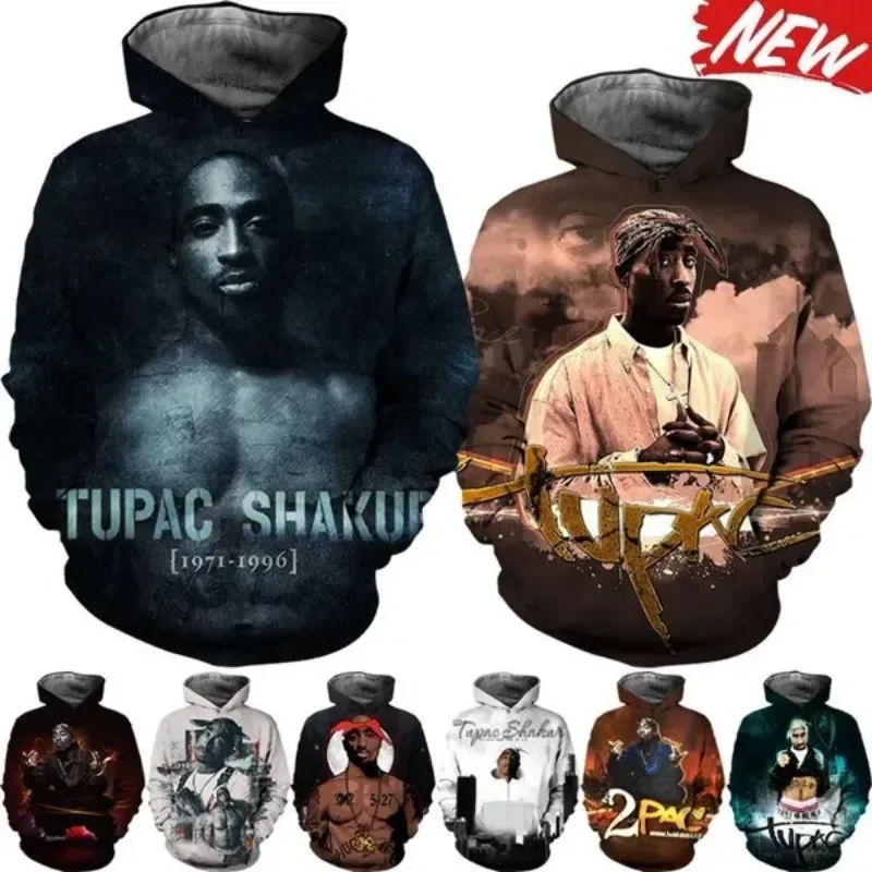 Top Trends: Hip-Hop Rapper 3D Printed 2 PAC Hoodie Street Fashion Funny Cool Hoodie Men's Trendy Hoodies Cosplay Men's Clothing Shoppable Styles