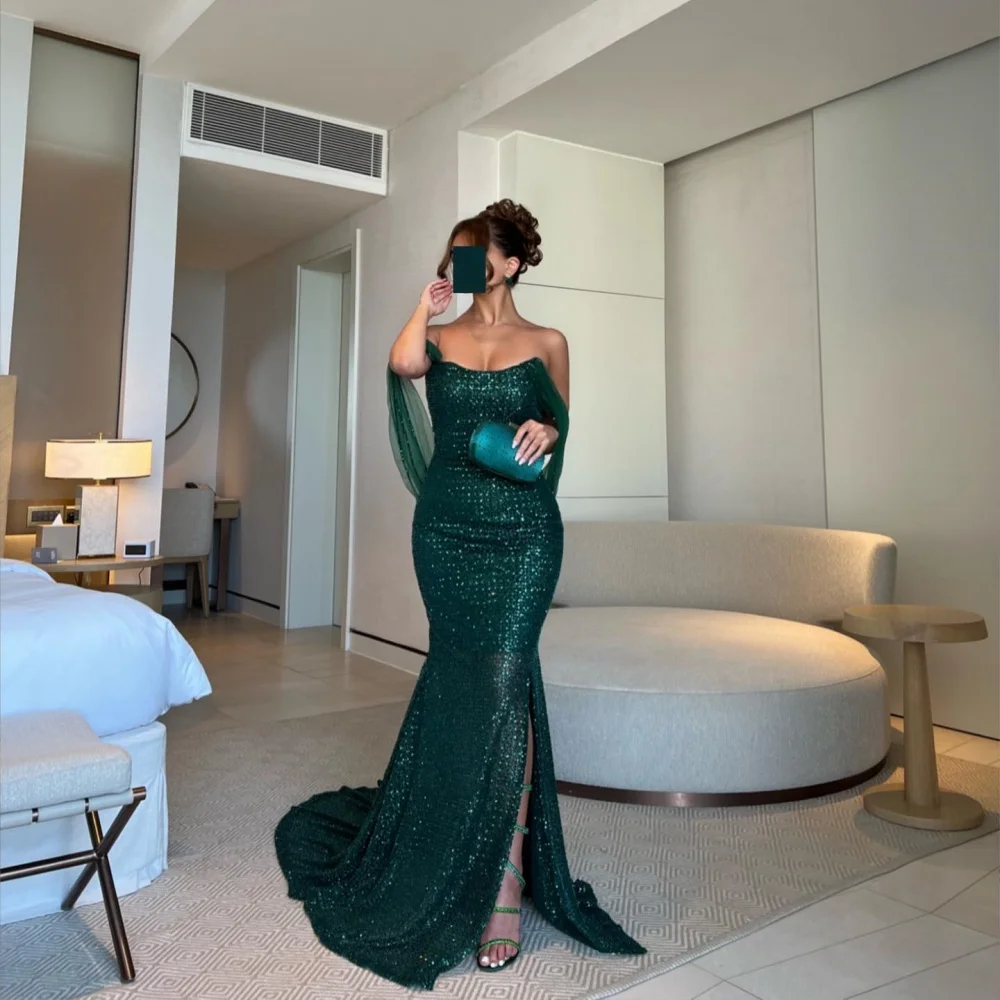 Top Trends: Prom Dress Exquisite Sparkle Off-the-shoulder Mermaid Sweep Evening Gown Sequin Customized Shoppable Styles