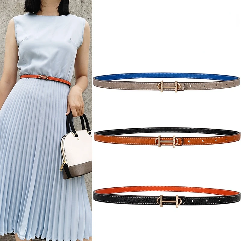 Top Trends: H Buckle PU Leather Belt Double Sided Available Women&#039;s Fashion Accessories Suit Luxury Brand Small Belt With Sweater Shirt Shoppable Styles