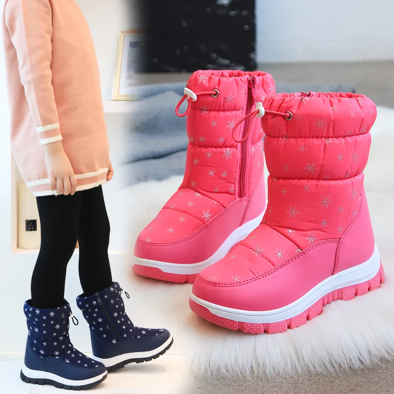 Top Trends: Winter Warm Fur Snow Boots Children Black Furry Shoes Girls Non-slip Waterproof Kids Footwear Child Sneakers Baby Shoes Pink Shoppable Styles