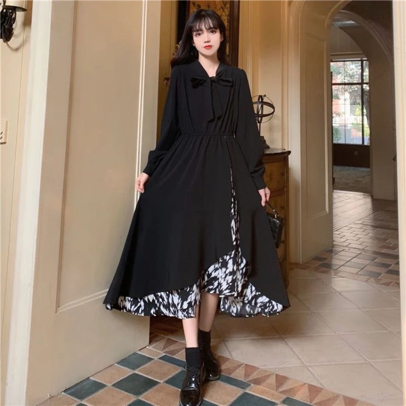 Top Trends: 2022 Spring And Autumn New Korean Fashion Casual Dress Women's Court Style French Stitching Elegant Women's Dress Shoppable Styles - Image 2