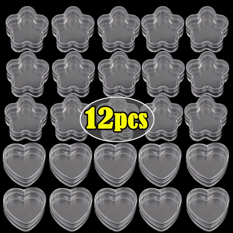 Top Trends: 12pcs Plastic Heart Shape Empty Bottle Cosmetic Jar Lip Balm Cream Pot Jar Box Case Container Travel Refillable Bottles Set Shoppable Styles