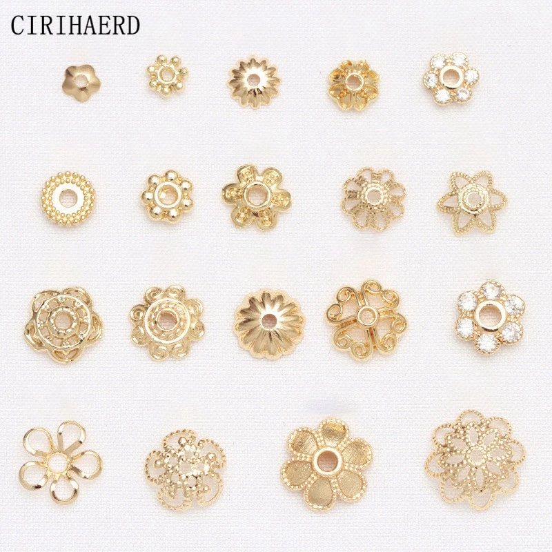 Top Trends: 14K Gold Plated Hollow Flower Bead Caps DIY Jewelry Accessories Bracelet Beads End Cap Jewellery Making Supplies Wholesale Lots Shoppable Styles