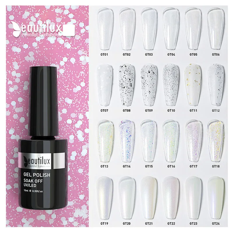 Top Trends: Beautilux No Wipe Glitter Top Coat Matte Gloss Egg Shell Black Sand Opal Aurora Unicorn Mermaid Shell Nail Gel Polish Top Finish Shoppable Styles