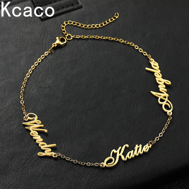 Top Trends: Kcaco Custom Multi-name Bracelet For Women Personalized Family Name Bracelets Stainless Steel Female Jewelry Family Gift Shoppable Styles