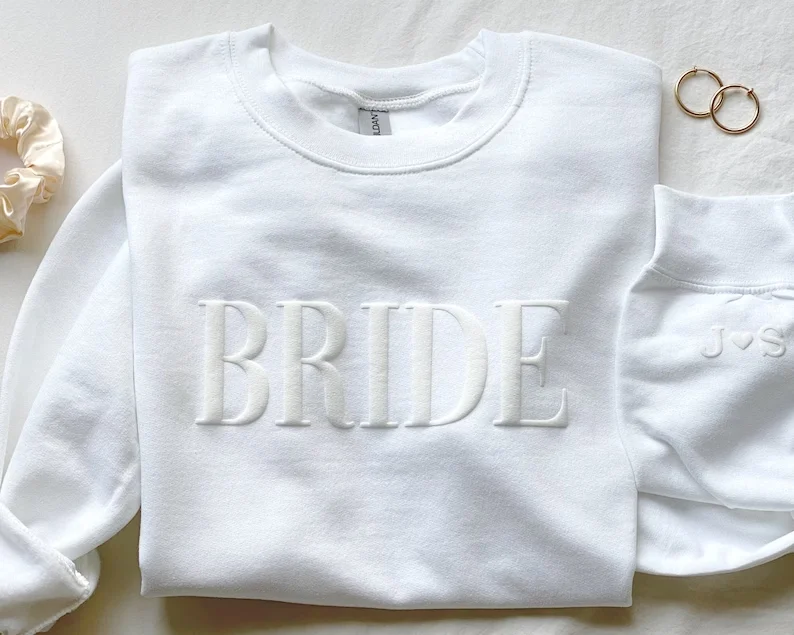 Top Trends: Bride Sweatshirt Initial Heart Sleeve Personalized Gift For Bride Future Mrs Sweatshirt Unique Bridal Shower Wedding Bridal Gift Shoppable Styles