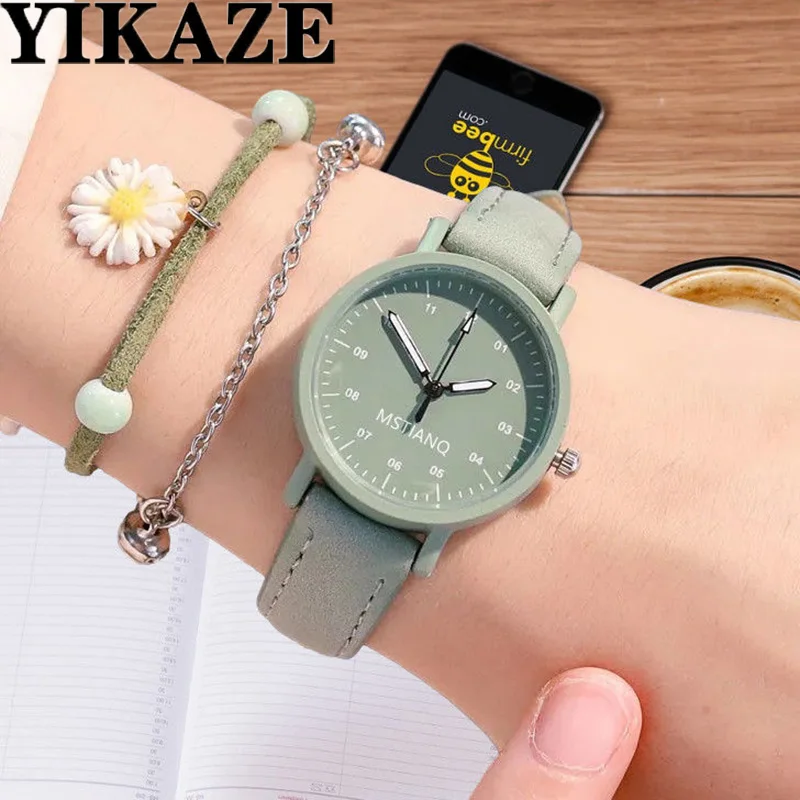 Top Trends: YIKAZE Women's Watch PU Leather Strap Women Quartz Watches Waterproof Round Dial Retro Bracelet Watch Ladies Girls Wristwatch Shoppable Styles