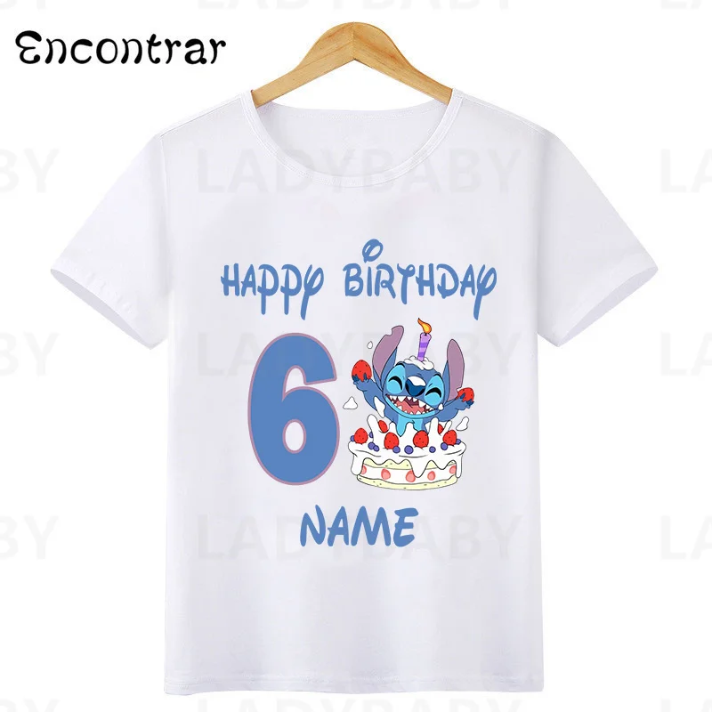 Top Trends: Disney Lilo & Stitch Happy Birthday Kids T-shirt Girls Clothes 1 2 3 4 5 6 7 8 9 Years Boys Funny T Shirt Children's Clothing Shoppable Styles - Image 2