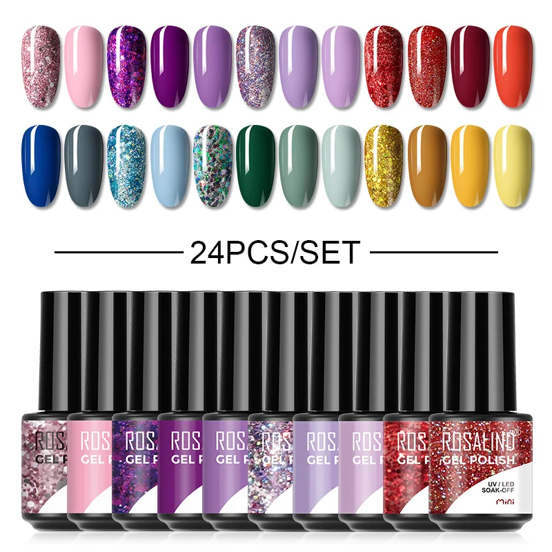 Top Trends: ROSALIND Nail Gel Polish Set Glitter Semi Permanent Hybrid Gel Varnish Need Lacquer Base Top Coat Nails Art For Nail Polish Kit Shoppable Styles