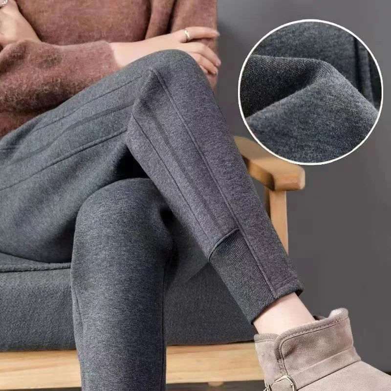 Top Trends: Autumn Winter 2022 Women Black Gray Sports Jogger Plush Sweatpants Casual High Waist Slim Female Trousers All Match Haren Pants Shoppable Styles