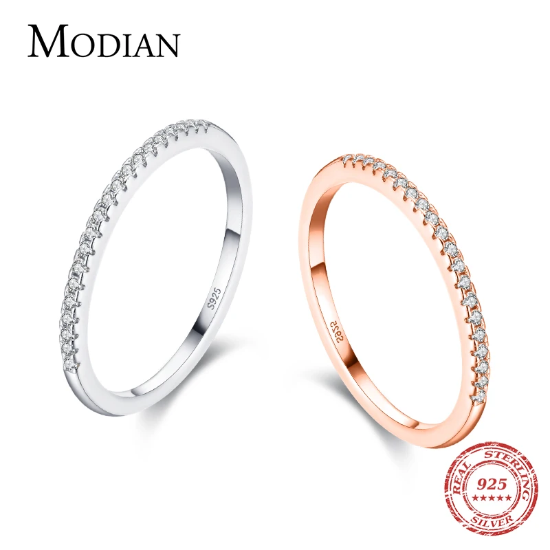 Top Trends: Modian Simple Elegant Silver Ring Solid 925 Sterling Silver Dazzling Clear CZ Finger Rings For Women Wedding Statement Jewelry Shoppable Styles