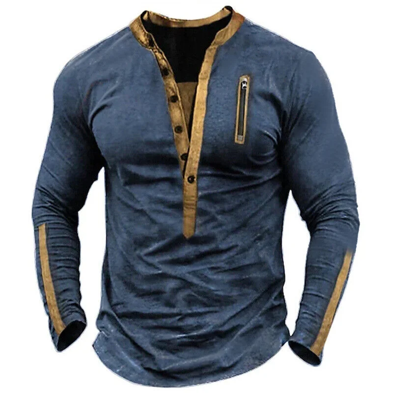 Top Trends: 2023 Spring New Long Sleeve T Shirt Men Casual Solid Henry Collar T Shirt Man Fashion High Quality Polyester Mens T Shirts Shoppable Styles