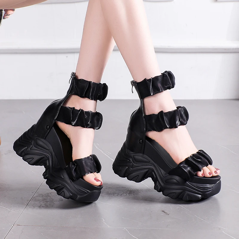 Top Trends: Summer Sandals 10CM Wedge Heels Sneakers New 2022 Women Beach Flip Flop High Platform Casual Sandals Breathable Walking Slippers Shoppable Styles - Image 4