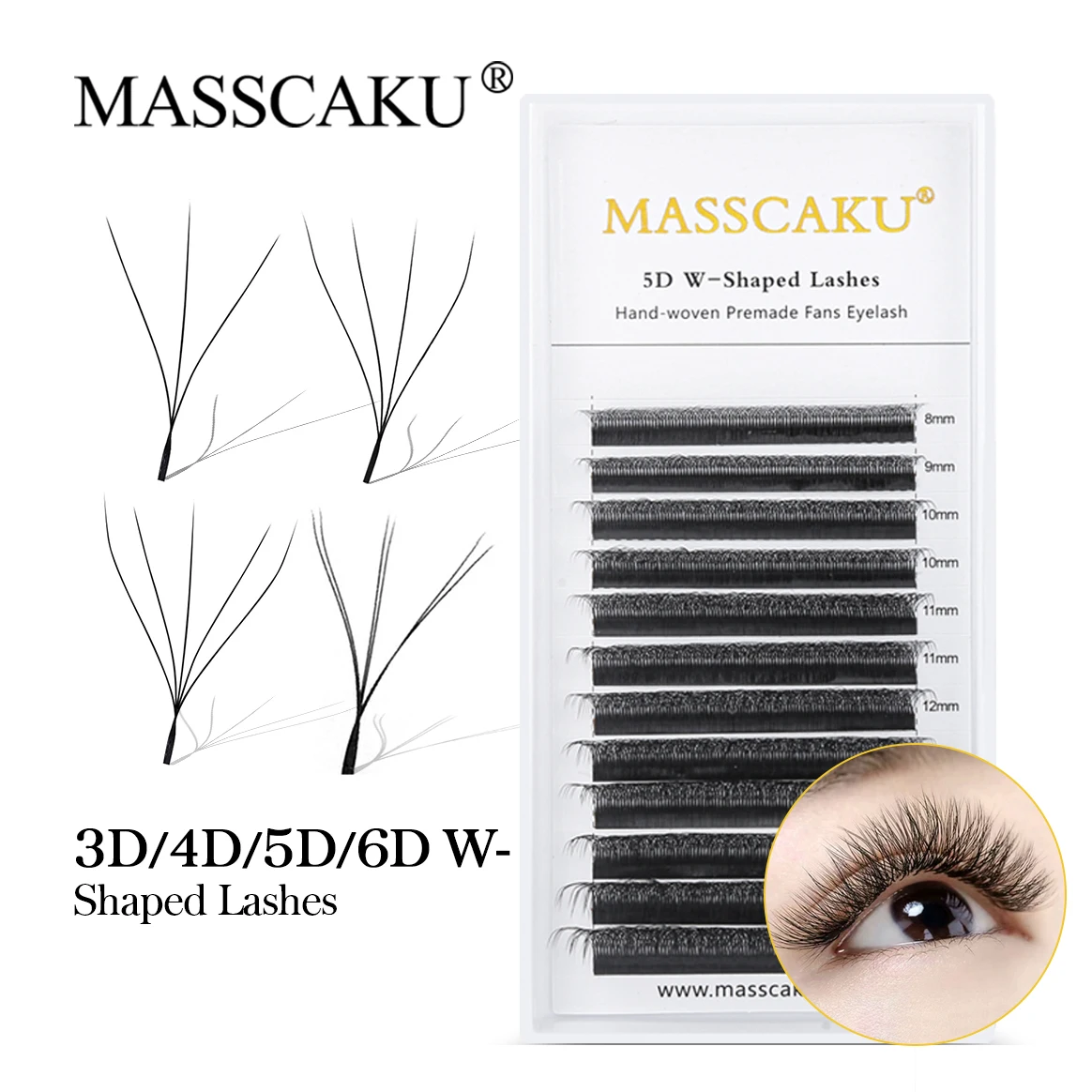 Top Trends: MASSCAKU 3D / 4D / 5D / 6D W Shape Clover Black Lashes Russian Volume C / CC / D / DD Curl Super Natual Soft Individual Eyelashes Extensions Shoppable Styles