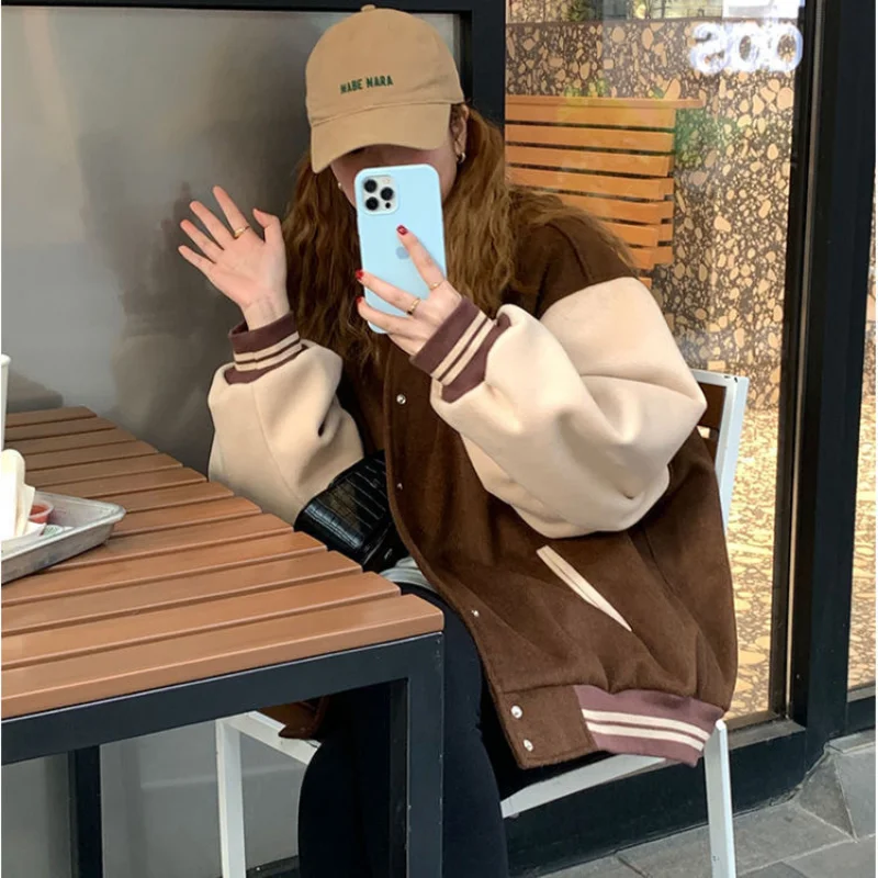 Top Trends: Deeptown Vintage Oversized Baseball Jacket Women Korean Fashion Streetwear Jacket 2000s Aesthetic College Harajuku Coat Bomber Shoppable Styles