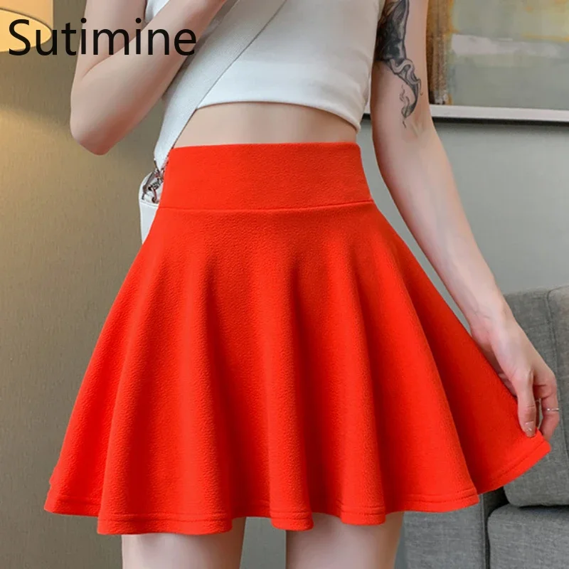 Top Trends: Sutimine Mini Shorts Skirts Womens Summer A Line Sun School High Waist Red Skirt Female Korean Fashion Kawaii Skirt Ball Gown Shoppable Styles